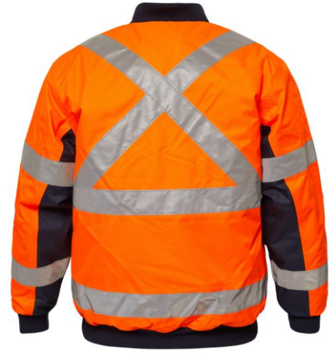 Picture of WorkCraft Hi Vis Modern Reflective Bomber Jacket with X Pattern
